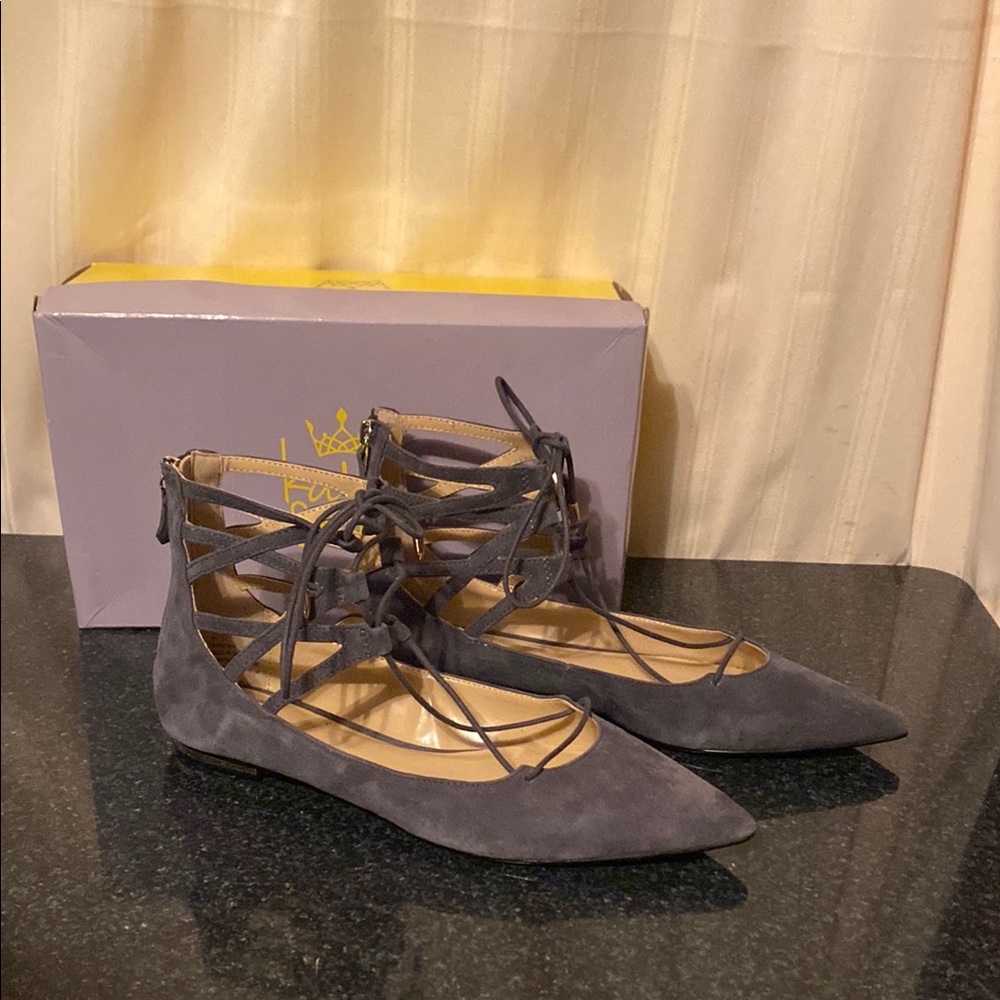 Kate & Mel Grey Lace Up Flats Size 10